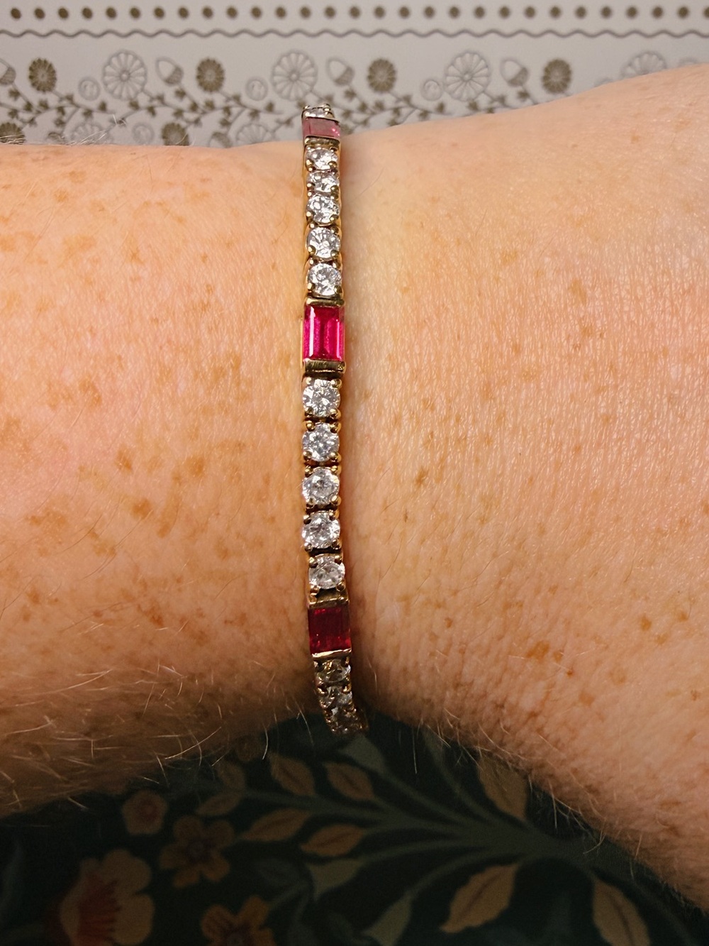Rare Vintage Sterling Silver Crystal Tennis Bracelet